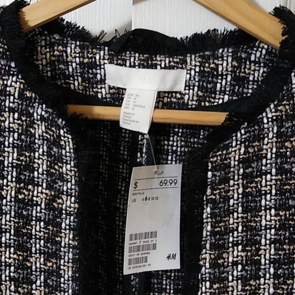 Open front long coat in tweed-like fabric size 6 - Picture 3 of 8